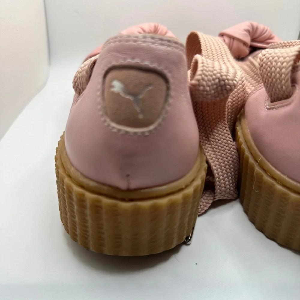 Puma Fenty Rihanna Bow Creeper Sandal Pink Leather‎ Platform Lace Up Size 7